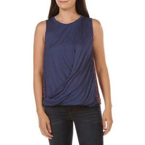 BENARES Twist Front Leopard Print Sleeveless Women's Blouse Size L NWT!!